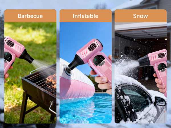 Pink air duster for boosting airflow on barbecue blowing inflatable and clearing snow