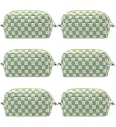 PAZIMIIK Checkered Makeup Bag for Purse Portable Zipper Make Up Pouch Small Cosmetic Case for Tra...