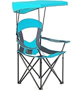 ALPHA CAMP Oversized Folding Camping Chair with Retractable UPF 50+ Shade Canopy, Portable Campin...