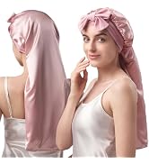 YFONG Double-Layered 100% Pure Mulberry Silk Bonnet for Long Hair, 22 Momme Silk Hair Bonnet for ...