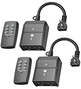 BN-LINK Outdoor Timer with Remote Control, Dusk to Dawn Light Sensor, Waterproof Plug-in Timer Ou...