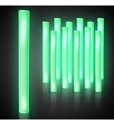 Fun Central 16” LED Foam Sticks – 12 Pack Green Light Up Cheer Batons with Flashing Modes for St....