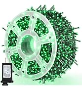 kemooie 500 LED Outdoor St Patrick Day Lights, 164FT 8 Lighting Mode with Memory Plug in Green Wi...