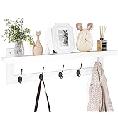 SMIBUY Coat Hooks with Shelf Wall-Mounted, 29.2 Inch Entryway Coat Rack for Wall, Bamboo Hanging ...