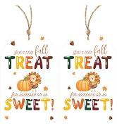Alynta Fall Gift Tags with String - 50Pcs Autumn Tags Fall Maple Leaf Turkey Pumpkin Paper Tag La...