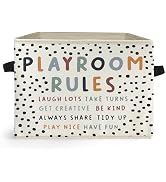 Ghoaoivo Playroom Rules Kids Storage Box Bins, Boho Black Dot Collapsible Storage Basket Organize...