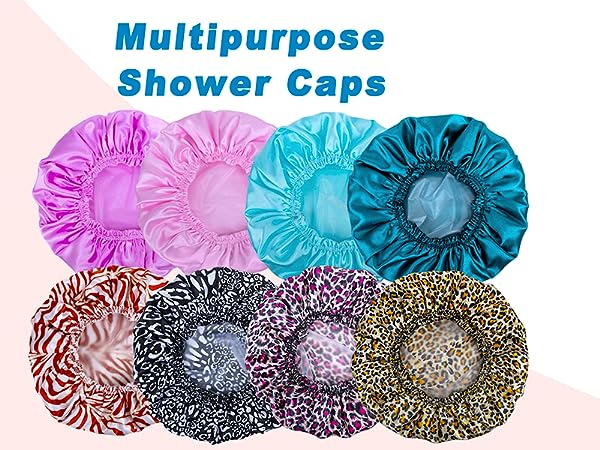 Shower Caps for Women 4 PCS Reusable Bath Caps - Printed Color