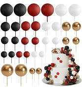 ASTARON 32 Pcs Ball Cake Topper Decorations Mini Balloons Cake Topper Sticks Foam Balls Cake Pick...