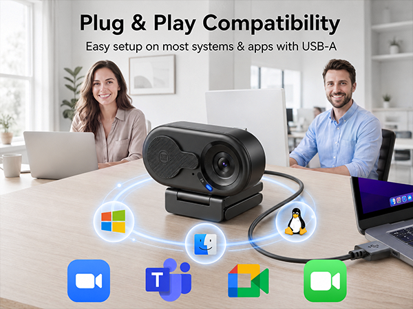 Wide Compatibility EMEET C100 1080P webcam for laptop