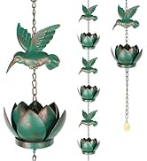 Gachiwar 7.87ft Rain Chain for Gutters Downspouts Outside, Decorative Rain Chain with Hummingbird...