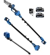LUXTER 5-in-1 Cordless Pole Saw & Hedge Trimmer Brushless Electric Mini Chainsaw Auto Oiling 15-F...