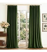 NICETOWN Olive Green Velvet Blackout Curtains 84" Long, 52" Wide - Thermal Insulated Room Darkeni...