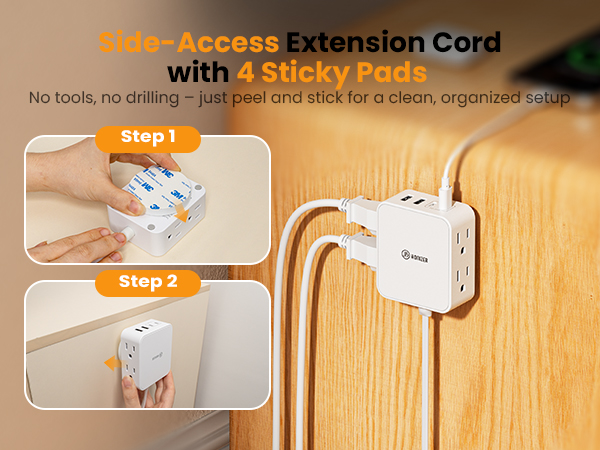 double extension cord flat wall plug