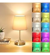 Wowag Small Cordless Table Lamp Rechargeable,5000mAh Battery Operated Desk Lamp,3 Colors & 7 RGB ...