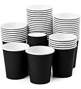 Fedmut 8oz Black Paper Cups,Paper Coffee Cups,Disposable Drinking Cups, Hot/Cold Beverage Paper C...
