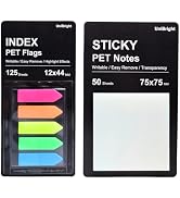 UniBright 175 pcs Arrow Page Tabs & 3x3 Inch Transparent Sticky Notes, Sticky Tabs for Books, Bib...