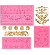 JOERSH 3PCS Baroque Scroll Molds Silicone Border Fondant Mold for for Wedding Birthday Cake Decor...