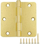 3 Pack Door Hinges Satin/Brushed Brass 3.5 Inch x 3.5" Gold Interior Door Hinges for Doors 3-1/2"...