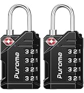 Puroma TSA Approved Travel Luggage Locks, 2 Pack Black 4 Digit Resettable Combination Code Lock w...