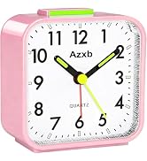 Azxb Analog Alarm Clock, Silent No Ticking Battery Operated Travel Alarm Clock with Night Light, ...
