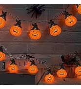 Halloween Wizard Hat Pumpkin Lights, 8.5Ft Halloween Decorative String Lights with 10 Cute Hooded...