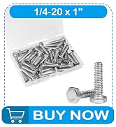 Yinpecly 30Pcs 1/4-20 x 1 Hex Bolts,1/4