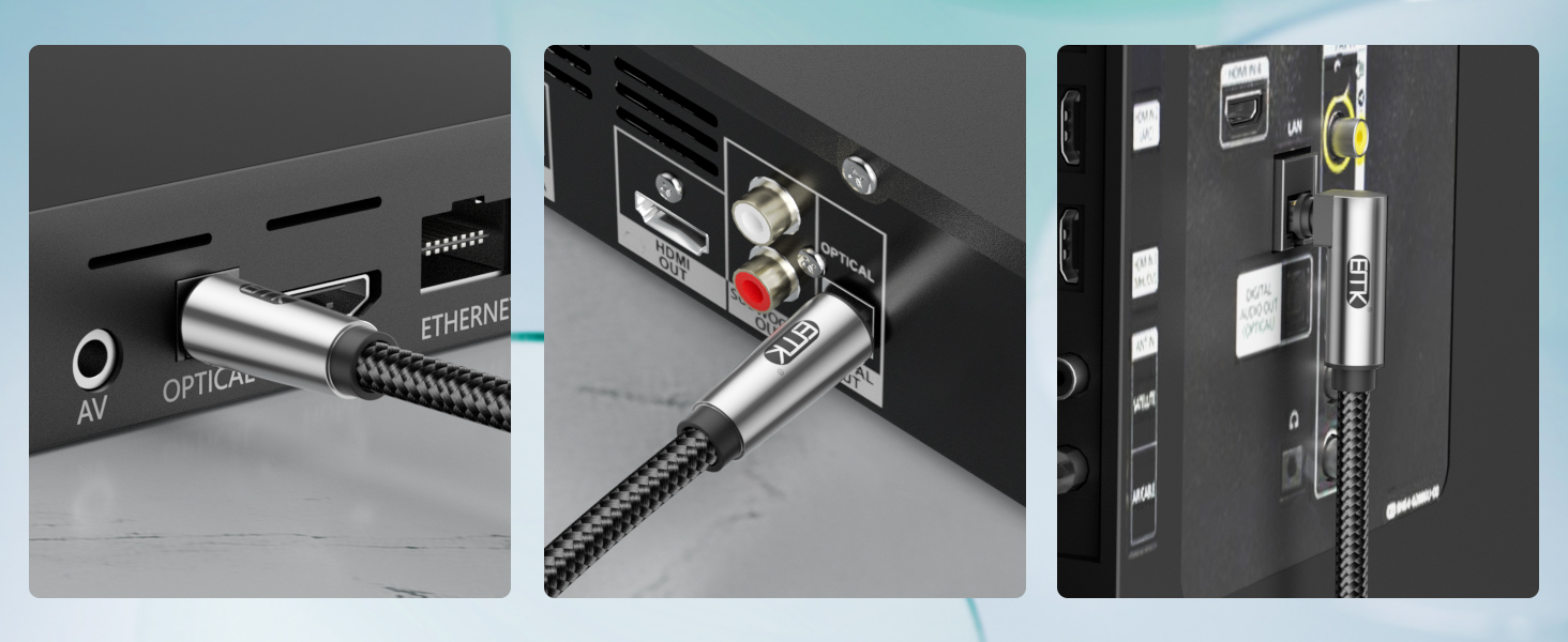 90 degree optical audio cable