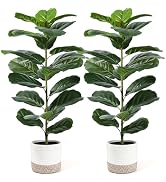 Der Rose 2 Pack 30" Fake Plants, Fiddle Leaf Fig Trees with Woven Baskets | Artificial plants ind...