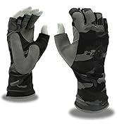 Rock Fish FP1000R Half-Finger Fishing Gloves with Extended Wrist and Synthetic Leather Palm, Dura...