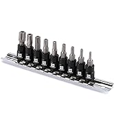 MIXPOWER 9 Pieces 1/4" Drive Torx Bit Socket Set, Tamper-Proof Torx Bit Sockets, CR-V Sockets & S...