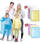 NVioAsport Ponchos Family Pack, (8 Pack) Rain Poncho for Adults and Kids Disposable or Reusable E...