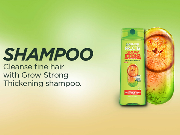 shampoo: cleanse fine hair with grow strong thickening shampoo