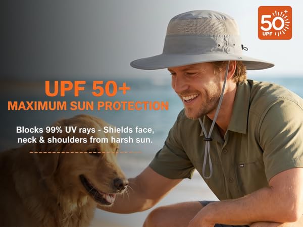 Connectyle UPF 50+ Wide Brim Sun Hat for Men Breathable Cowboy Bucket Hat fishing Hiking hat