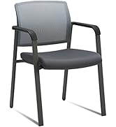CLATINA Mesh Back Stacking Arm Chairs with Upholstered Fabric Seat and Ergonomic Lumber Support f...