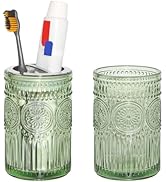 Tonxus Toothbrush Holders for Bathrooms, 2pcs Floral Glass Toothbrush Holder, 12oz Bathroom Tumbl...