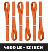 Soft Loop Tie Down Straps - 1,500 Load Capacity & 4,500 Lbs Breaking Strength - 6 Pack - Loops fo...