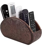 Tv Remote Holder Tray with 5 Compartment,PU Leather Remote Control Holder/Caddy,Placed Media Remo...