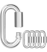 KINLINK 5PCS M6 1/4 Quick Link Chain Connector, 304 Stainless Steel Carabiner, Small Locking Cara...
