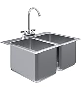 AmGood Stainless Steel Compartment Drop-in Sink. NSF (2 Bowl 10" x 14" x 10" with Faucet)