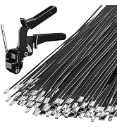 200PCS Heavy-Duty Metal Zip Ties with Cable Tie Gun for Fastening and Cutting, 11.8 Inch UV-Resis...