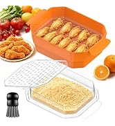 XL Batter Bowl with Lid,10-11Qt Dual-Sifter Breading Bowl for Fried Food Chicken Seafood Shrimp,M...