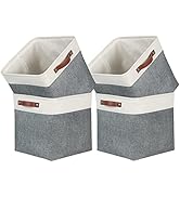Univivi Fabric Cube Storage Bins 13 x 13 Storage Cube Bins with Hard Bottom and PU Handles Storag...