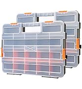 CASOMAN Tool Box Organizer Interlocking Black Small Parts Organizer for Fasteners and Crafts w/Re...