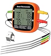 YFL Wireless Meat Thermometer with 4 Probes, Smart Digital Food Thermometer with Timer, Meat Ther...