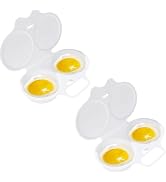 2Pcs White Egg Poacher, Microwave Egg Boiler Poacher, Microwave Egg Poacher, 2 Cavity Nonstick Po...