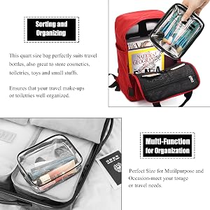 3pcs TSA Approved Toiletry Bag with Zipper Travel Luggage Pouch Clear Airport Airline Compliant Bag