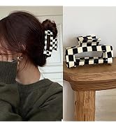 Enyolidimk Square Checker Claws Tortoise Barrettes, Checkered Hair Clip, Hair Claw Clips, Hair Cl...