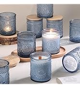 DARJEN 10 Pack Blue Candle Jars for Making Candles- 7.5 OZ Empty Glass Candle Making Jars with Ba...