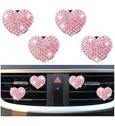 4PCS Heart-Shaped Car Vent Clips with Rhinestone,Bling Air Vent Clips Car Decorations,Premium Shi...