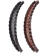 2Pcs Large One Black and One Brown Tort Banana Clips Fish Clips Vintage Clincher Combs Tool for T...